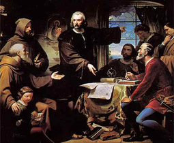 Cristóbal Colón reunido en el Convento de la Rábida